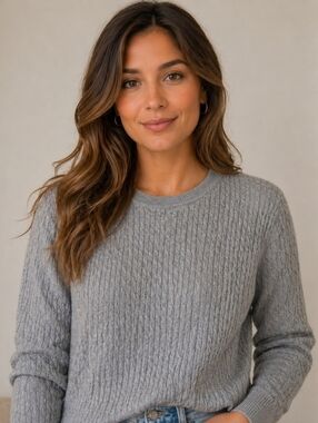 TOMMY HILFIGER GREY TEXTURED KNIT SWEATER SIZE SMALL